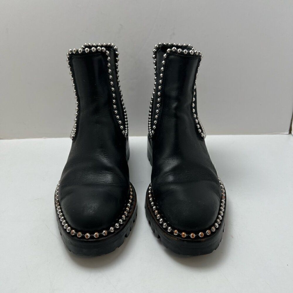 Alexander Wang Black Leather Chelsea Ankle Boots Rivets Accent EUR 37 Spain
